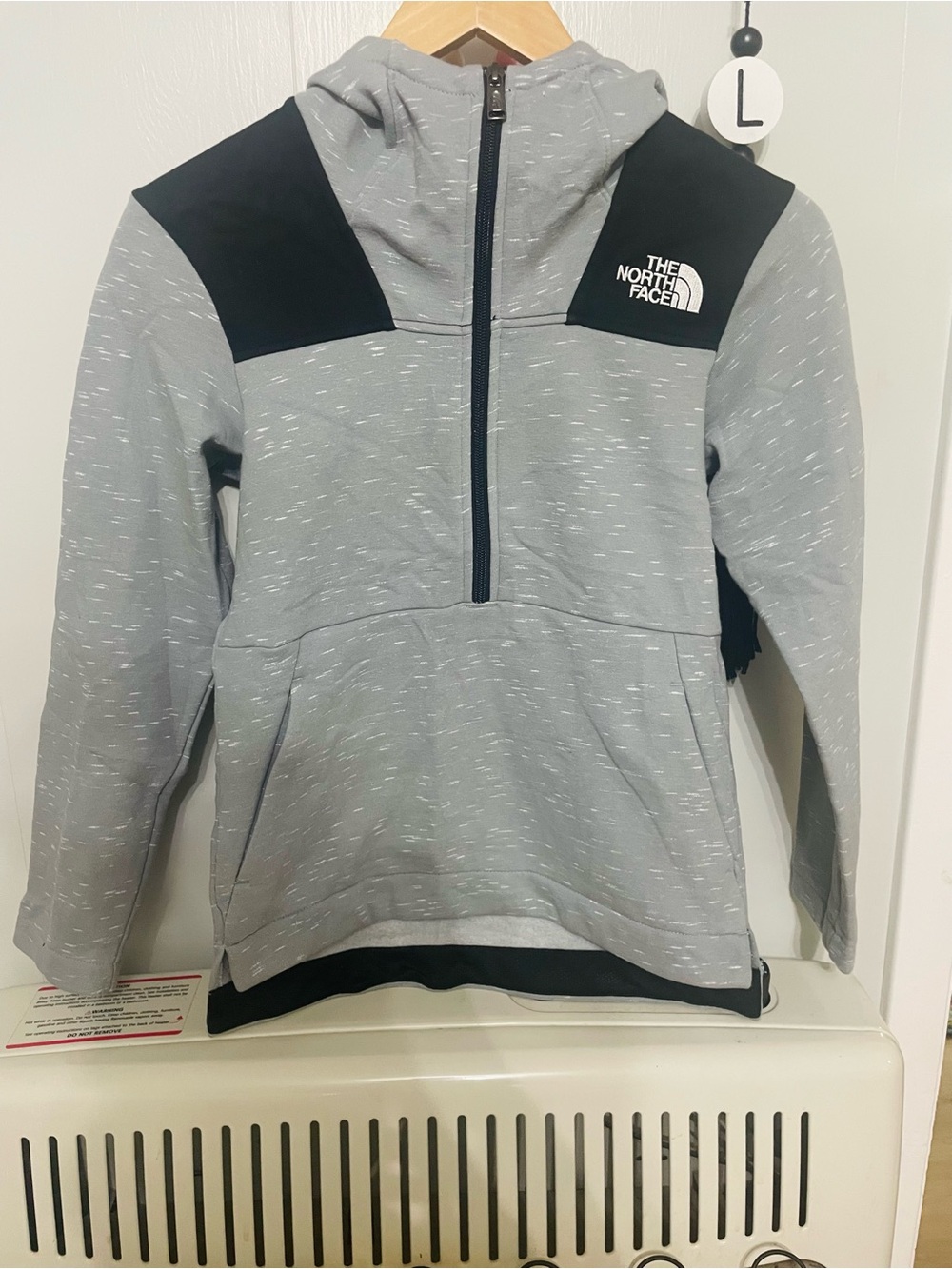 The North Face Heather Gray Half-Zip Hoodie with Black Accents